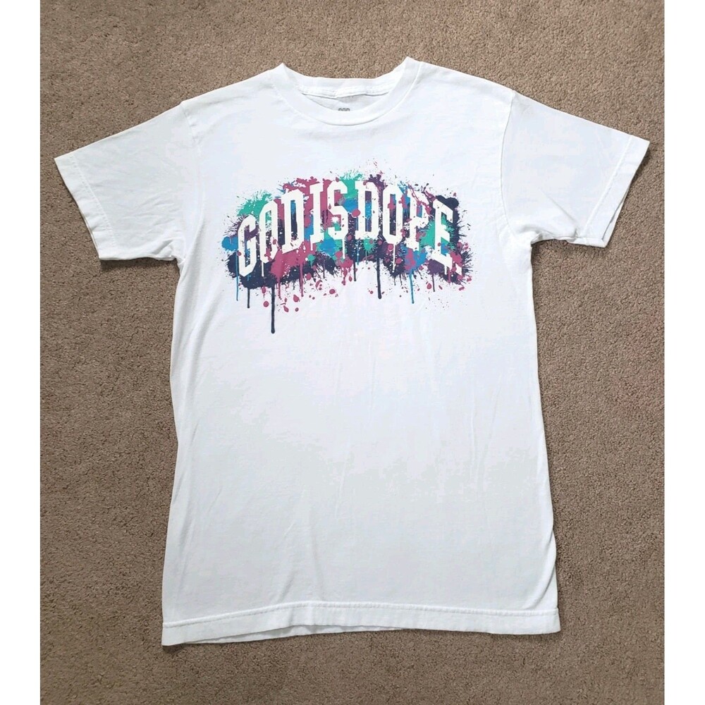 God Is Dope Unisex Graphic T-shirt 100% Cotton White Size Small Religious Gospel
